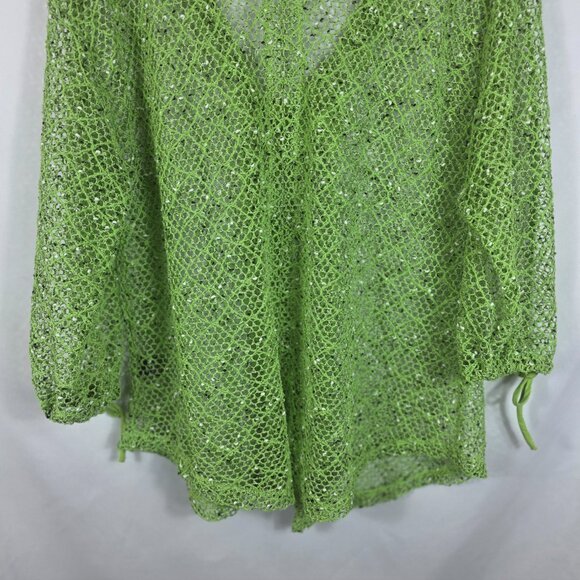 Kaktus Green Open Weave Mesh Cardigan Sweater Women's Size Large - Picture 14 of 14
